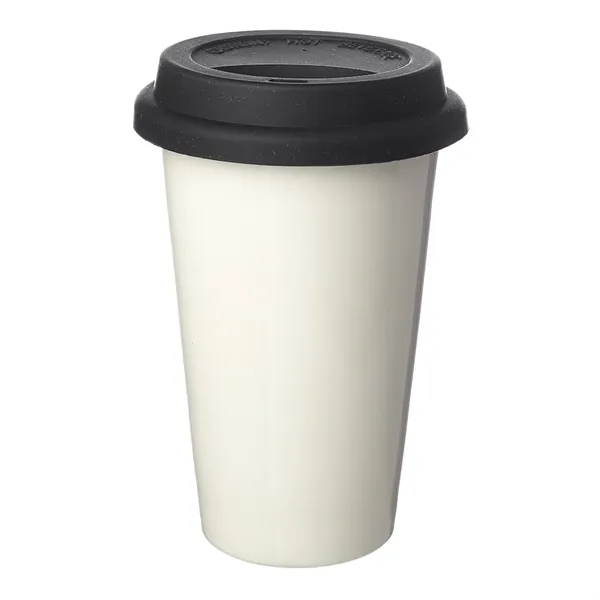 Double wall plastic porcelain tumbler with lid, 11 oz.... from ASI 39552 BEL Promo