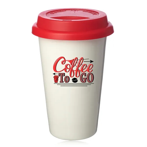 Double wall plastic porcelain tumbler with lid, 11 oz.... from ASI 39552 BEL Promo