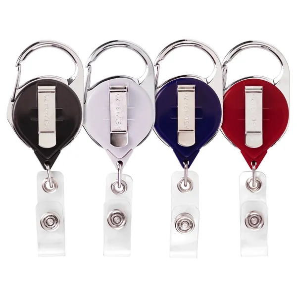 Carabiner retractable badge reel in solid colors, belt clip back, anti-twist... from ASI 49470 DEVARA