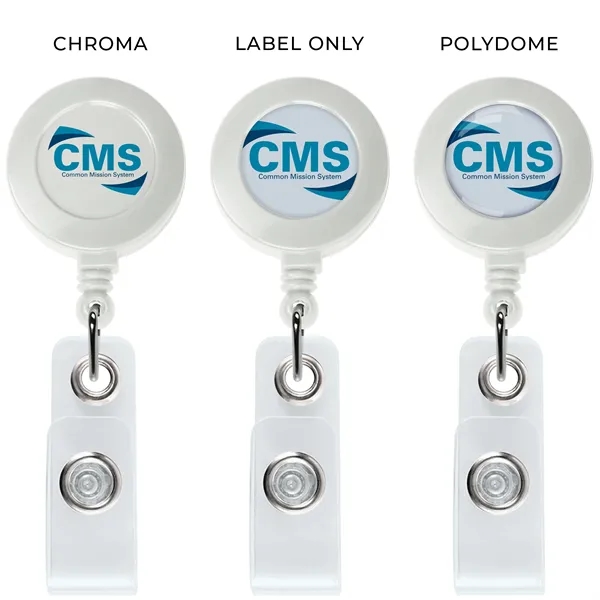 Round retractable badge reel in solid colors with belt clip back... from ASI 49470 DEVARA