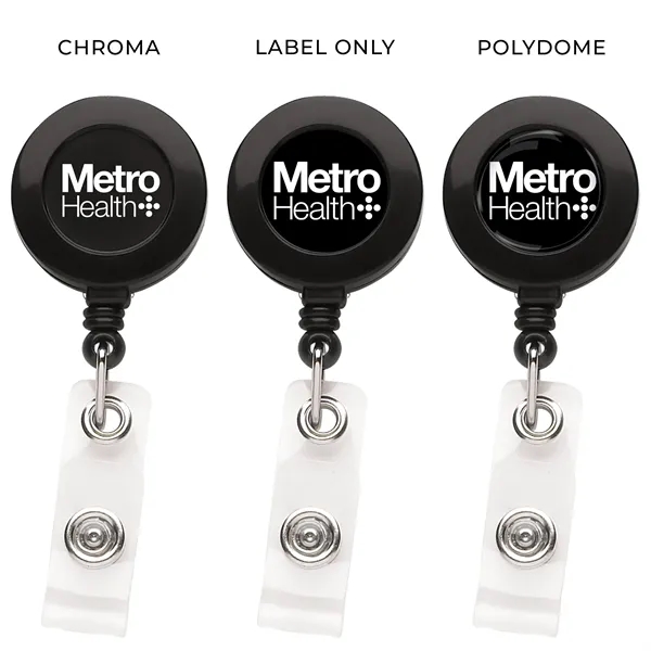 Round retractable badge reel in solid colors with belt clip back... from ASI 49470 DEVARA