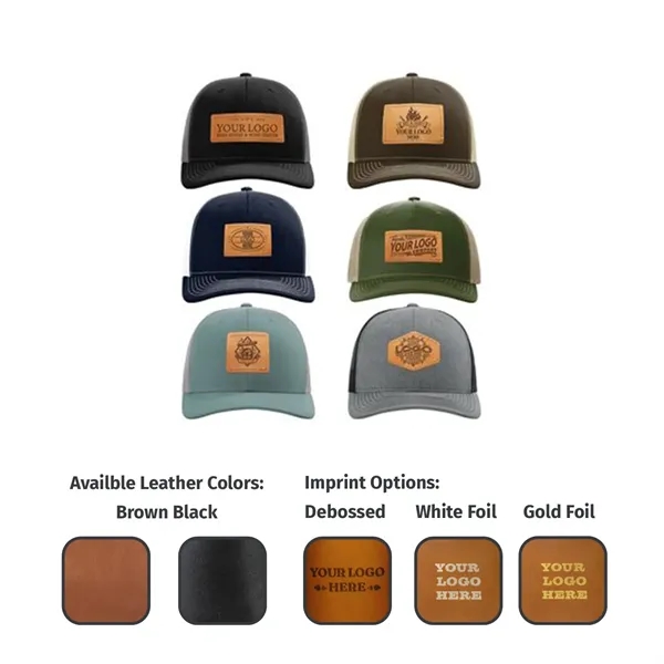 Richardson 112 Trucker Hats with Custom Debossed Leather Patch. Email us... from ASI 75126 Oowee Products
