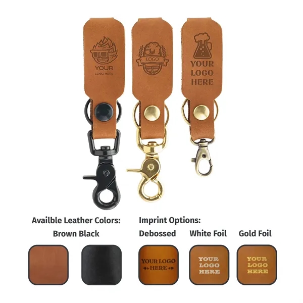 Full grain leather logo keychain with multiple closure options.  Get... from ASI 75126 Oowee Products / OOWEE PRODUCTS