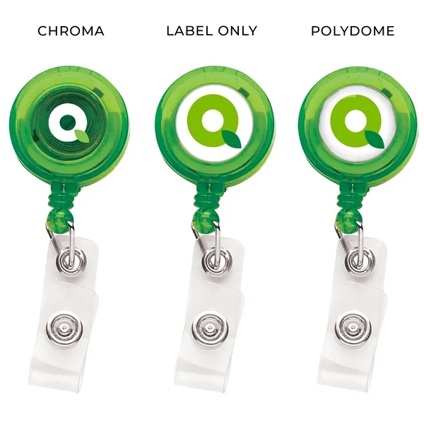 Round retractable badge reel in translucent colors with belt clip back... from ASI 49470 DEVARA