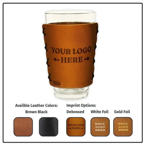 The Original Double Stitched Leather Pint Glass Holder Sleeve for 16-oz... from ASI 75126 Oowee Products / OOWEE PRODUCTS