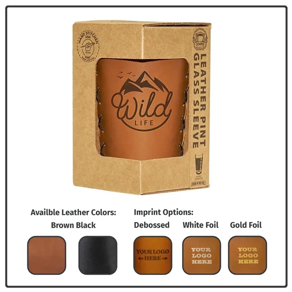 Genuine leather Single Stitch Pint Glass Holder box set with 16-oz... from ASI 75126 Oowee Products / OOWEE PRODUCTS