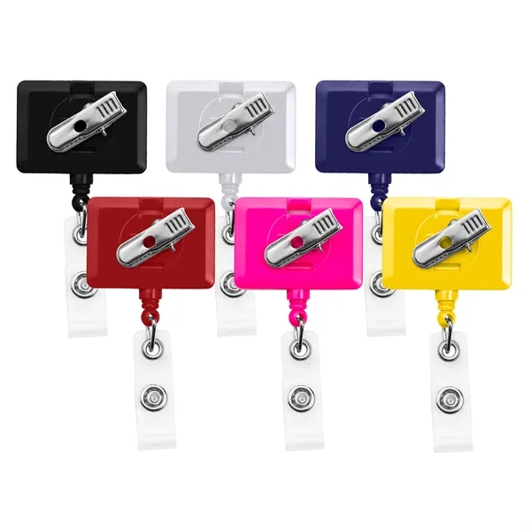 JUMBO Rectangle retractable badge reel in solid colors, alligator clip back... from ASI 49470 DEVARA