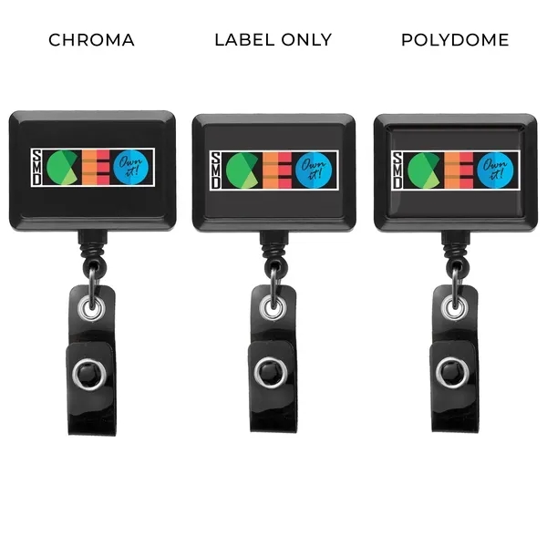 JUMBO Rectangle retractable badge reel in solid colors, alligator clip back... from ASI 49470 DEVARA