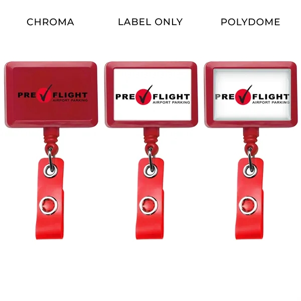 JUMBO Rectangle retractable badge reel in solid colors, alligator clip back... from ASI 49470 DEVARA