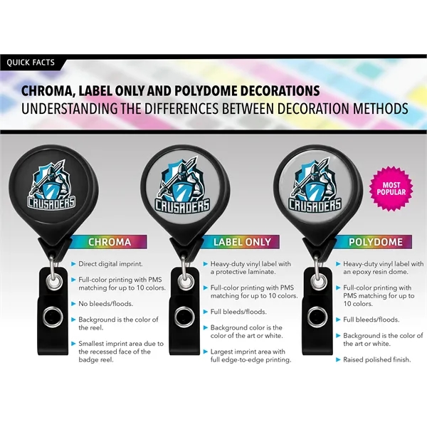 JUMBO Rectangle retractable badge reel in solid colors, alligator clip back... from ASI 49470 DEVARA