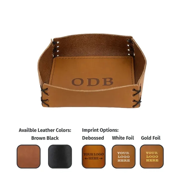 100% Genuine Leather Large Desk Tray with reenforced bottom and sewn... from ASI 75126 Oowee Products