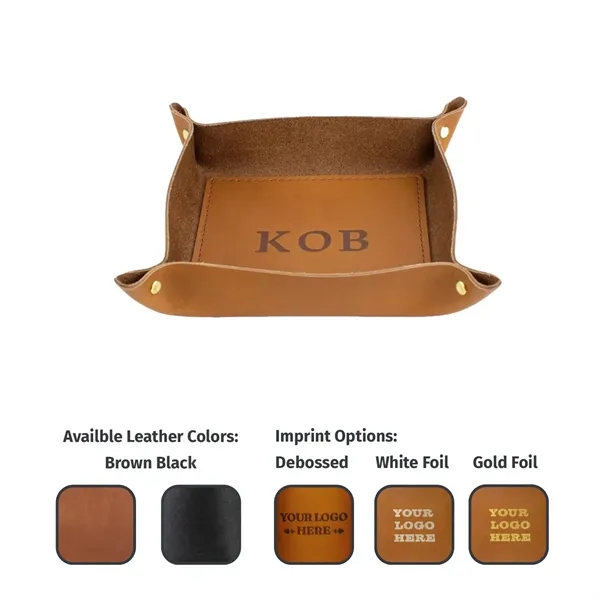 100% Genuine Leather Riveted Desk Tray with reenforced bottom and riveted... from ASI 75126 Oowee Products