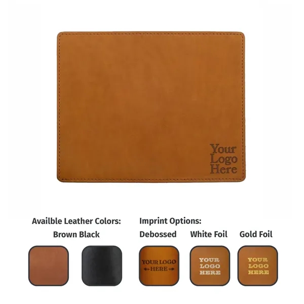 100% Full Grain Leather Mouse Pad with Decorative Stitch. 10" by... from ASI 75126 Oowee Products