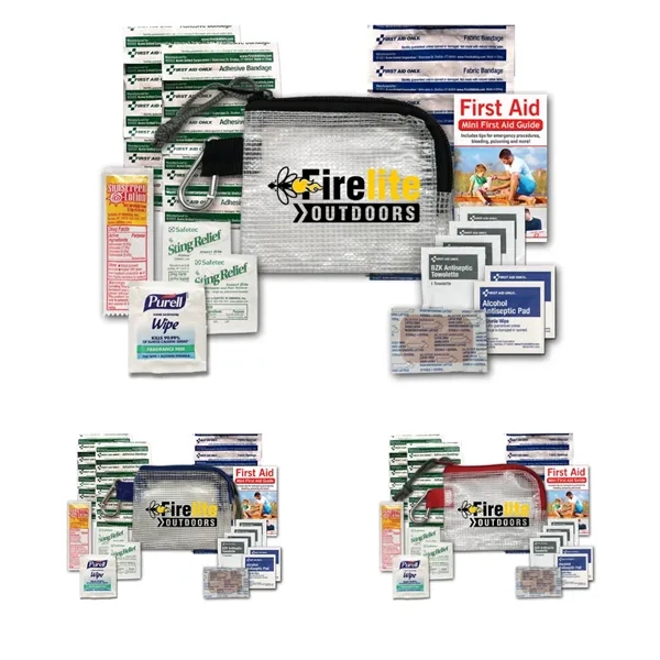 Outdoor adventure kit with bandages, sting relief towelettes, sunscreen lotion, and... from ASI 57653 Gold Bond