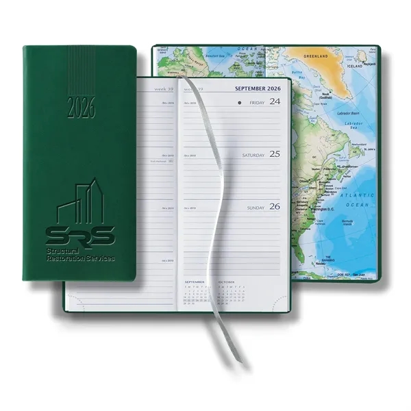 Pocket-sized upright weekly planner with 144 white pages, silver ribbon marker,... from ASI 68507 The Magnet Group / Castelli