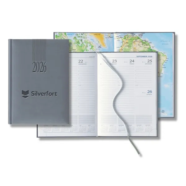 128 mid-size weekly planner with silver ribbon marker, perforated page corners... from ASI 68507 The Magnet Group / Castelli
