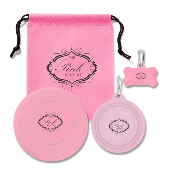 Pet kit with a collapsible bowl, dog bone bag dispenser, silicone... from ASI 63549 Jornik Manufacturing Corp