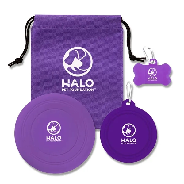 Pet kit with a collapsible bowl, dog bone bag dispenser, silicone... from ASI 63549 Jornik Manufacturing Corp