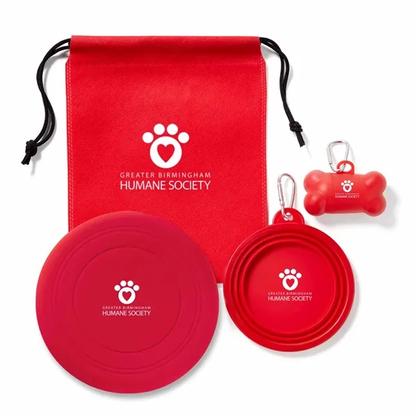 Pet kit with a collapsible bowl, dog bone bag dispenser, silicone... from ASI 63549 Jornik Manufacturing Corp
