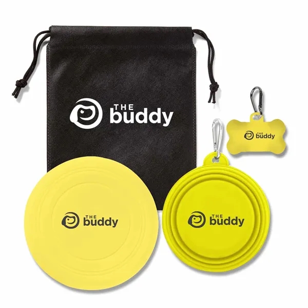 Pet kit with a collapsible bowl, dog bone bag dispenser, silicone... from ASI 63549 Jornik Manufacturing Corp