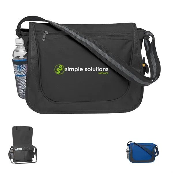 600 Denier Polyester messenger bag with matching striped handle.... from ASI 61125 Hit Promotional Products / Hit®