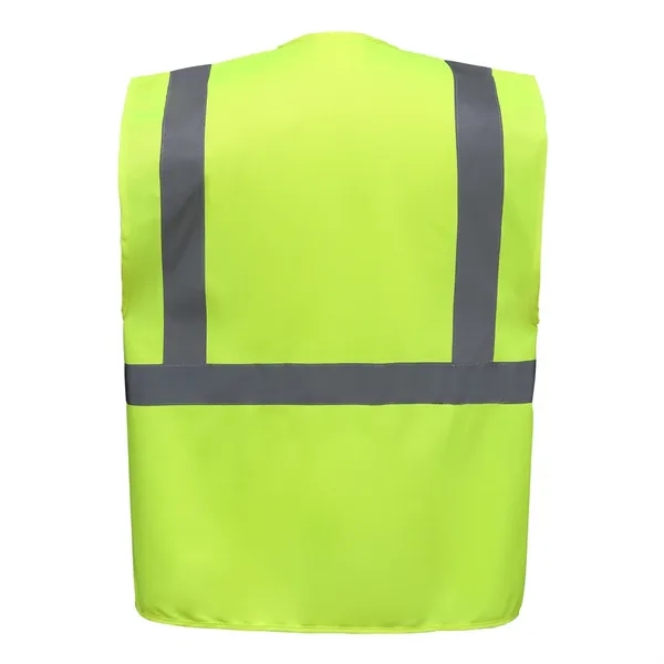 ANSI Class 2 hi-viz safety vest with front zipper and made... from ASI 68190 Lungsal / Lungsal