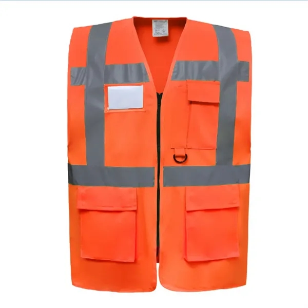 ANSI Class 2 hi-viz safety vest with front zipper and made... from ASI 68190 Lungsal / Lungsal