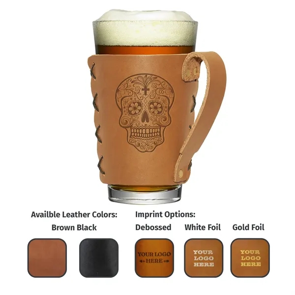Oowee's original leather Pint Glass Holder with Handle and Gift Box.... from ASI 75126 Oowee Products