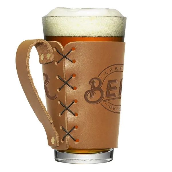 Oowee's original leather Pint Glass Holder with Handle and Gift Box.... from ASI 75126 Oowee Products