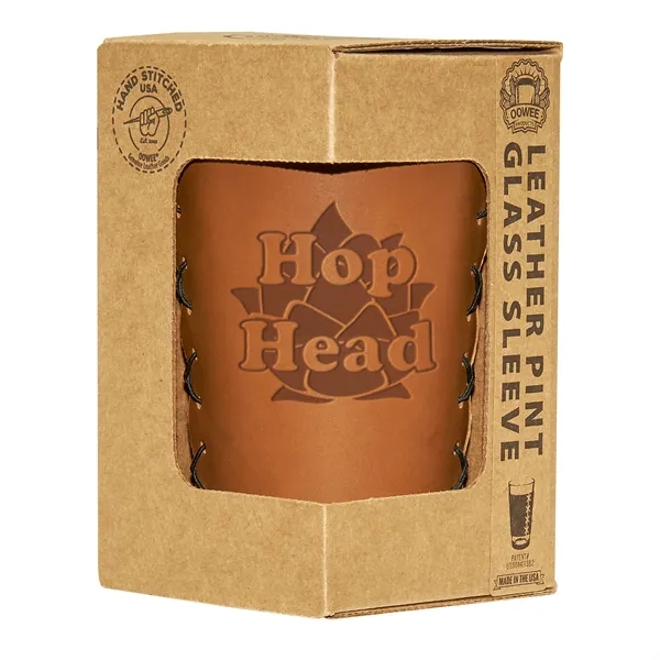 Oowee's original leather Pint Glass Holder with Handle and Gift Box.... from ASI 75126 Oowee Products