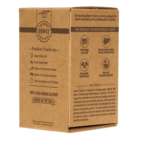 Oowee's original leather Pint Glass Holder with Handle and Gift Box.... from ASI 75126 Oowee Products