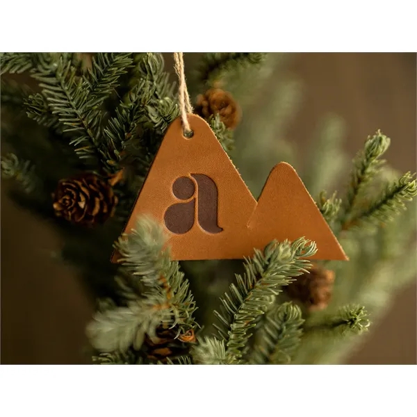 Oowee's Full-Grain Leather Mountain Ornament with Twine Tie. Handmade in the... from ASI 75126 Oowee Products