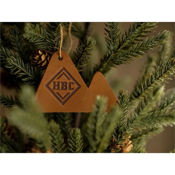 Oowee's Full-Grain Leather Mountain Ornament with Twine Tie. Handmade in the... from ASI 75126 Oowee Products