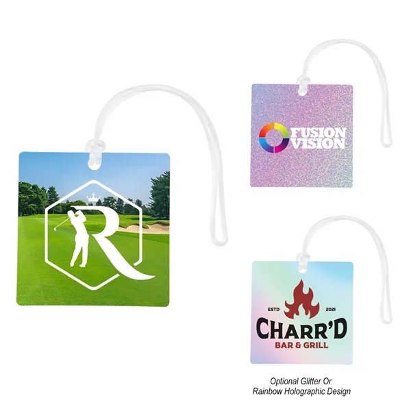 Square-shaped acrylic bag tag with PVC spaghetti strap attachment.... from ASI 61125 Hit Promotional Products / Hit®