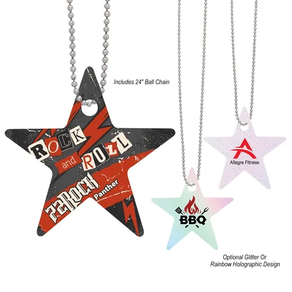 Star shaped acrylic charm with 24" ball chain and full color... from ASI 61125 Hit Promotional Products / Hit®