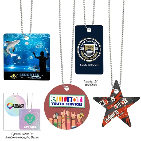 Custom shape acrylic charm with 24" ball chain and full color... from ASI 61125 Hit Promotional Products / Hit®