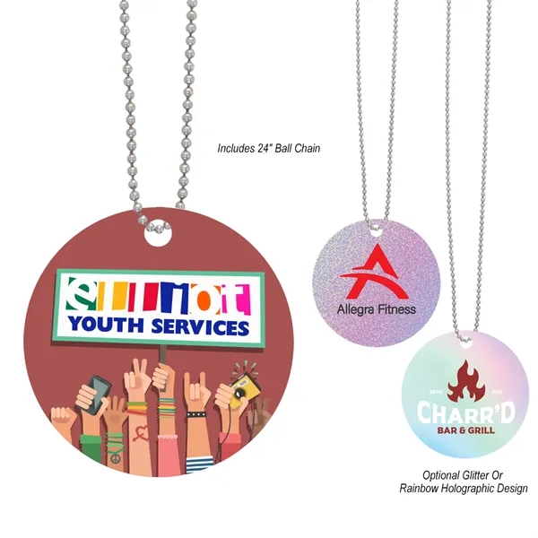 Round acrylic charm with 24" ball chain and full color graphics.... from ASI 61125 Hit Promotional Products / Hit®
