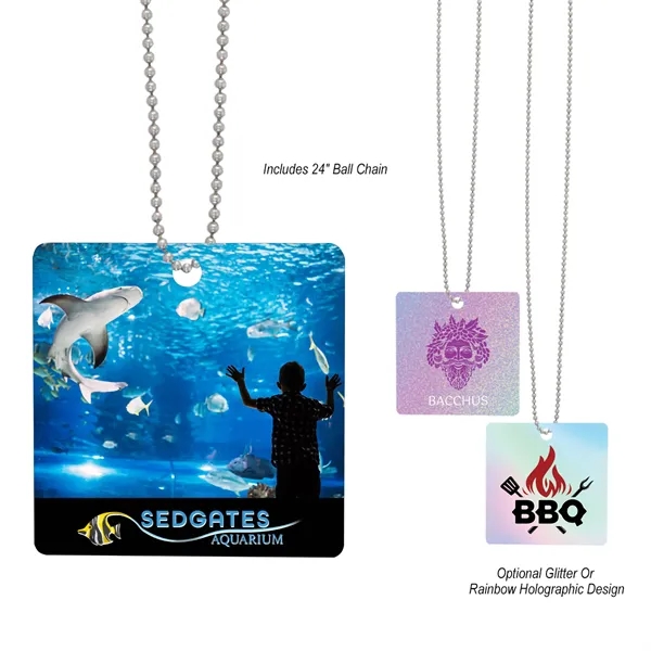Square shaped acrylic charm with 24" ball chain and full color... from ASI 61125 Hit Promotional Products / Hit®
