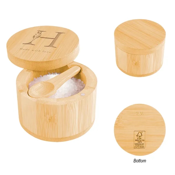 Bamboo container with magnetic swivel lid; situatable for salt, pepper, spices,... from ASI 61125 Hit Promotional Products / Hit®