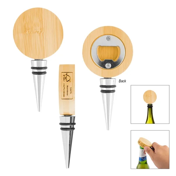 Bamboo wine stopper with stainless steel bottle opener.... from ASI 61125 Hit Promotional Products / Hit®