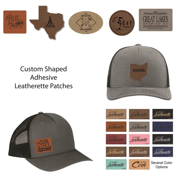 Richardson 112RE 100% recycled polyester cap with leatherette patch and adjustable... from ASI 74601 Calico