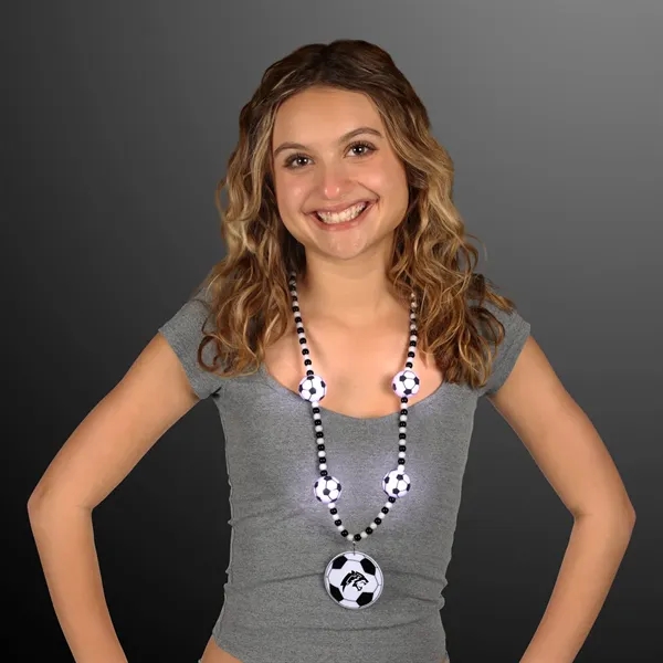 Light Up Soccer Ball Beads Necklace with Soccer Medallion; Imprint Pricing... from ASI 34194 ALightPromos