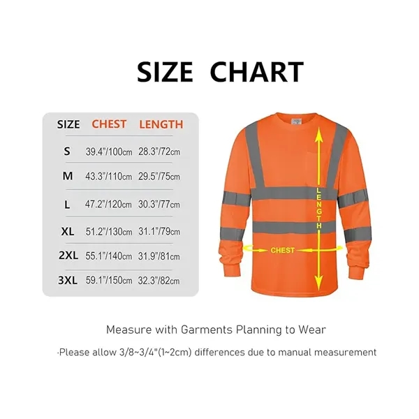 ANSI Class 2 hi-viz safety long sleeve shirt with front pocket... from ASI 68190 Lungsal / Lungsal