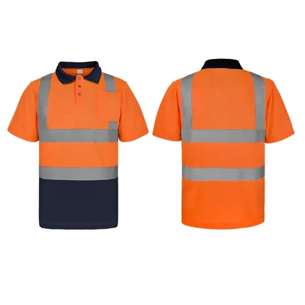 ANSI Class 2 hi-viz safety polo shirt with front pocket and... from ASI 68190 Lungsal / Lungsal
