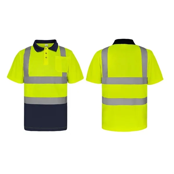 ANSI Class 2 hi-viz safety polo shirt with front pocket and... from ASI 68190 Lungsal / Lungsal