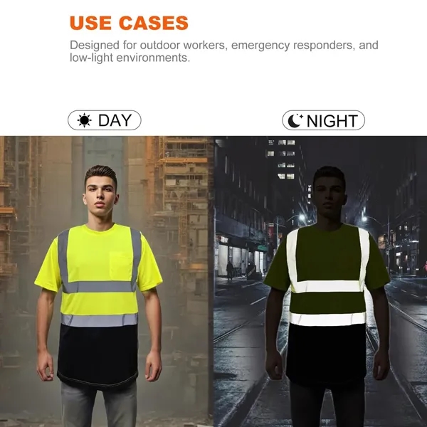 ANSI Class 2 hi-viz safety short sleeve shirt with front pocket... from ASI 68190 Lungsal / Lungsal