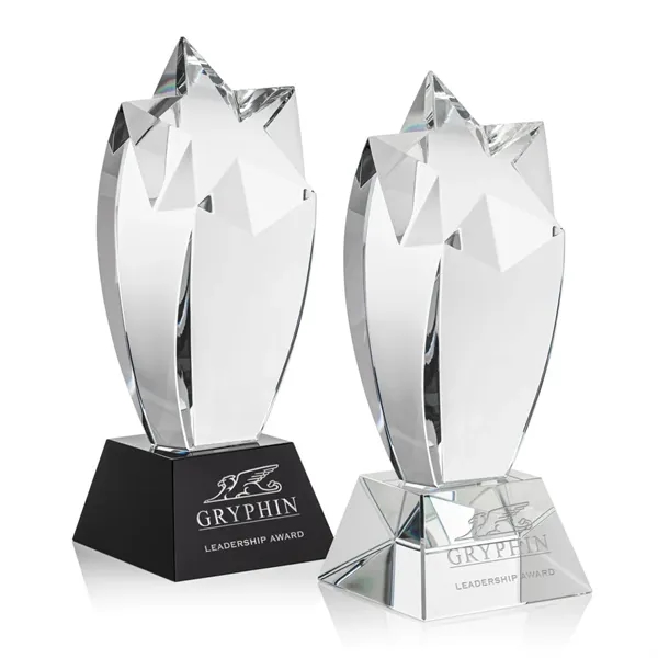 Curved optical crystal shooting star award on a thick base.... from ASI 84592 St Regis Group / St Regis