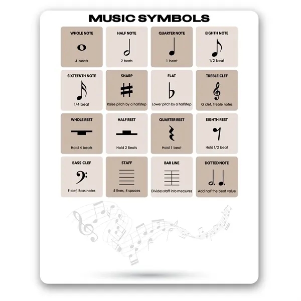 Multicolored 6" X 7.5" music symbol magnet... from ASI 57956 Graphco line