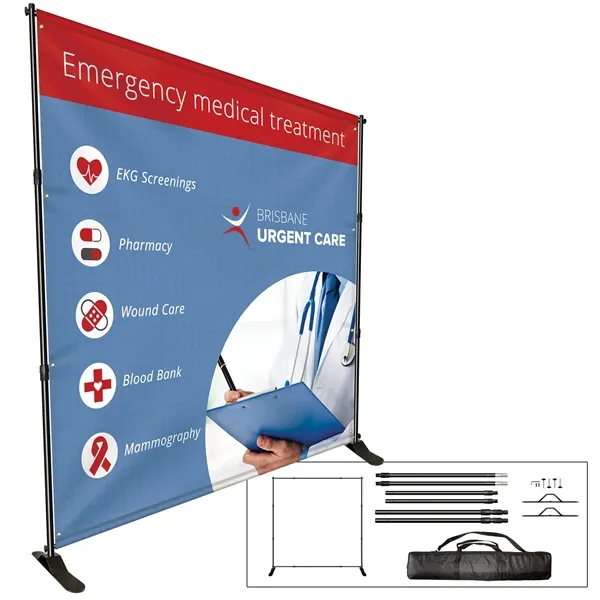 Trade show booth package with teardrop banner, 6' throw table cover,... from ASI 80228 Quinn