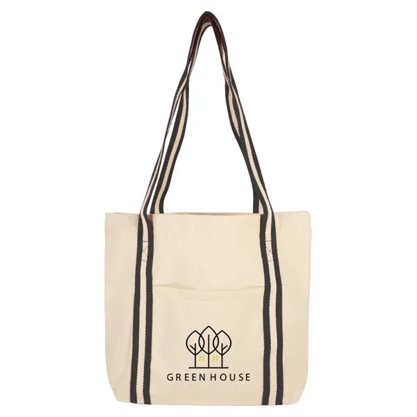 10 oz cotton tote with striped shoulder handles and imprint area.... from ASI 67557 LimeLight Ent / Limelight USA